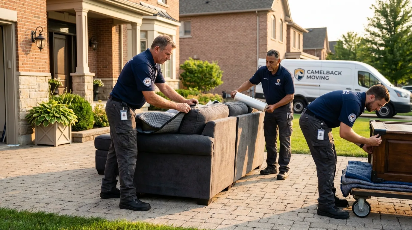 Large estate moving crew wrapping furniture in Berryville, AR